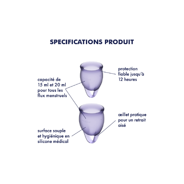 2 coupes menstruelles Satisfyer Light Violet FEEL CONFIDENT 